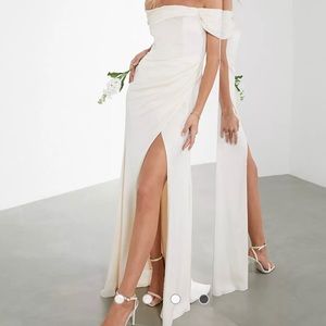 COPY - ASOS EDITION Beatrice bardot drape wrap wedding dress - Size 8